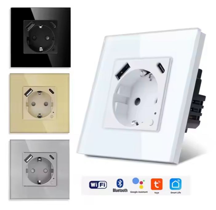 Prise UE avec USB A + C maison intelligente Eu Power WIFI