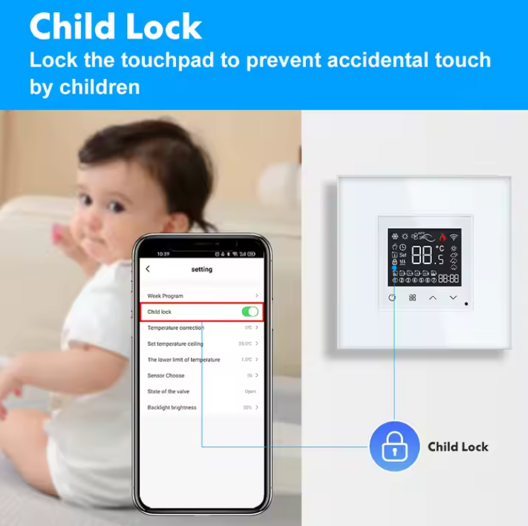 Wifi Thermostat intelligent Chauffe-eau électrique au sol Cuisinière à gaz Contrôleur de température