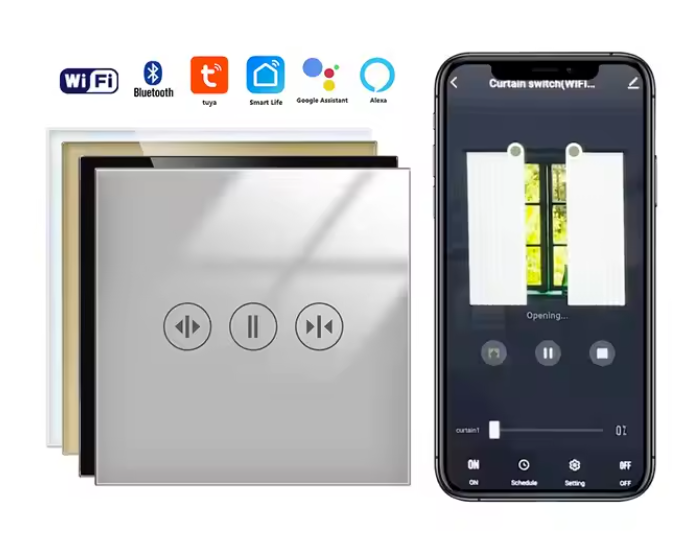 Rideau tactile verre interrupteur WIFI télécommande sans fil Intelligent interrupteur de porte intelligent