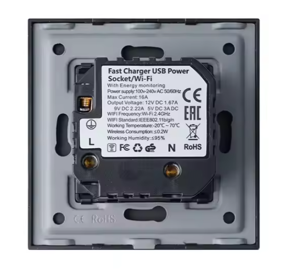 Prise UE avec USB A + C maison intelligente Eu Power WIFI