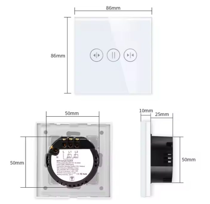 Rideau tactile verre interrupteur WIFI télécommande sans fil Intelligent interrupteur de porte intelligent