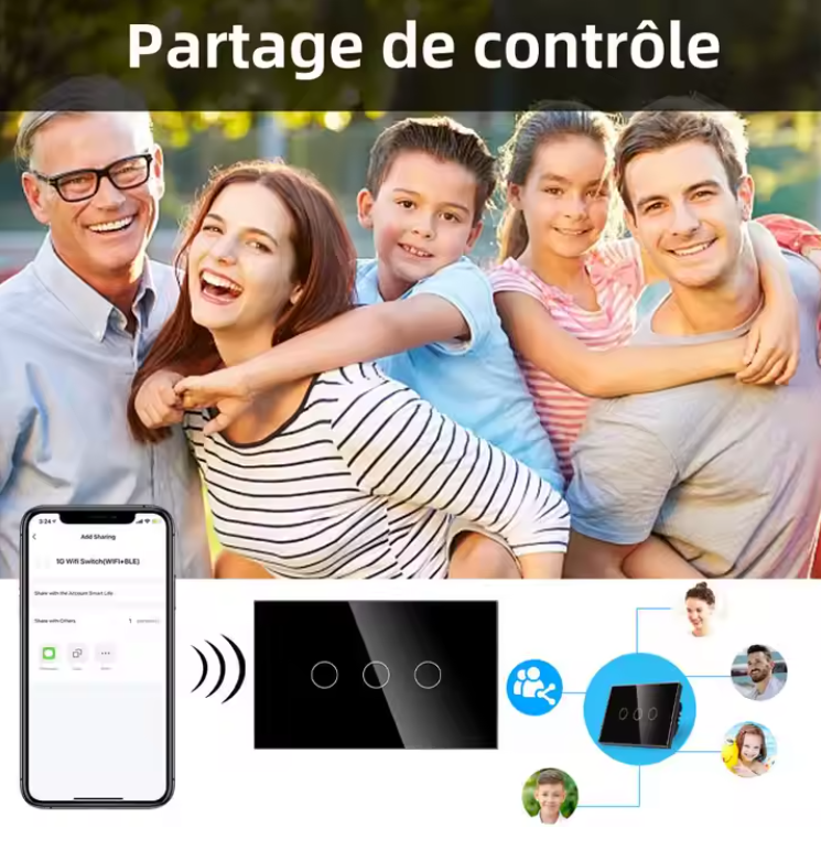 Interrupteur 1/2/3/4 Gang WIFI ROYAL Grande Taille