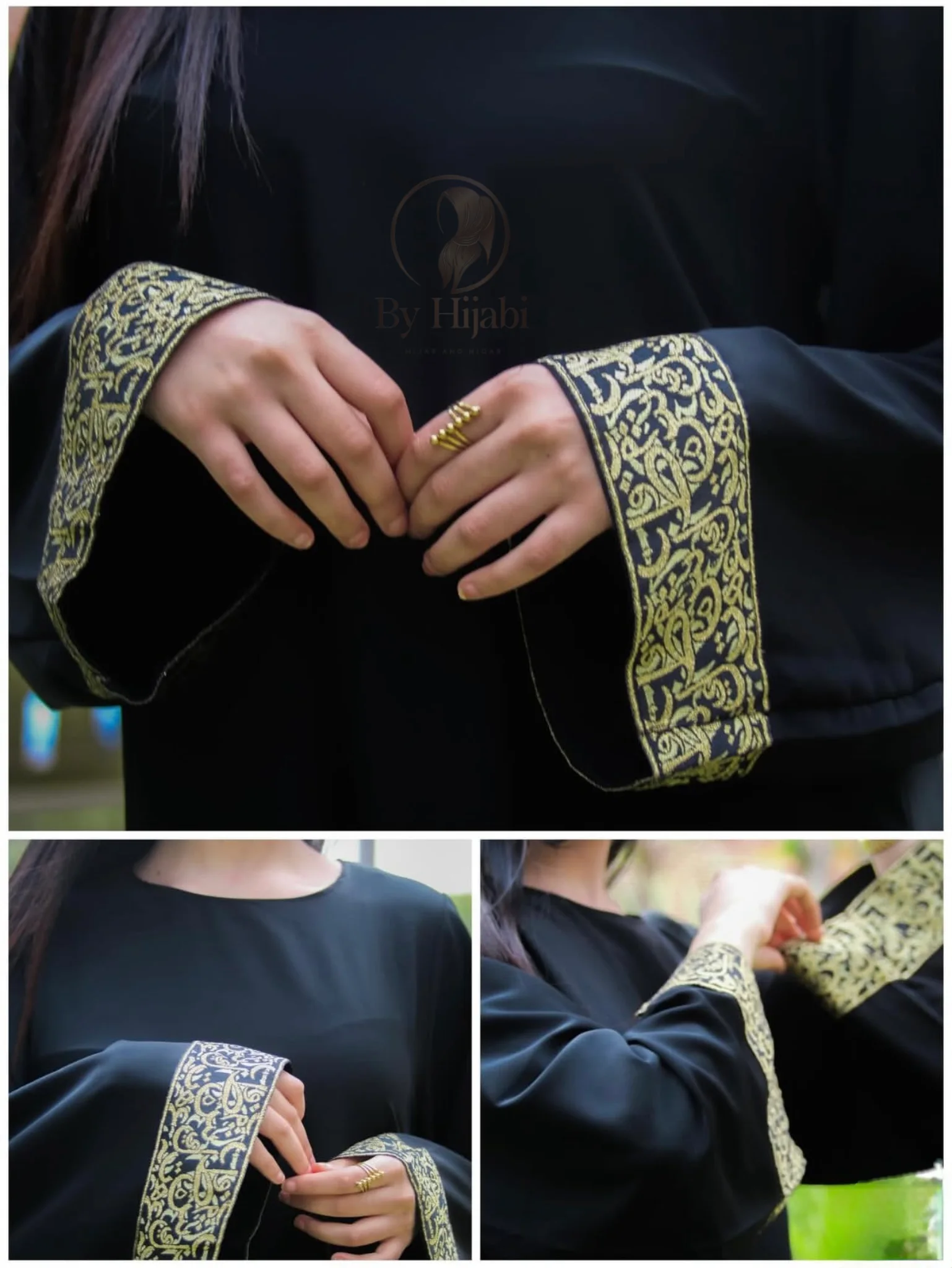 Abaya Noire Luxe Broderie Or