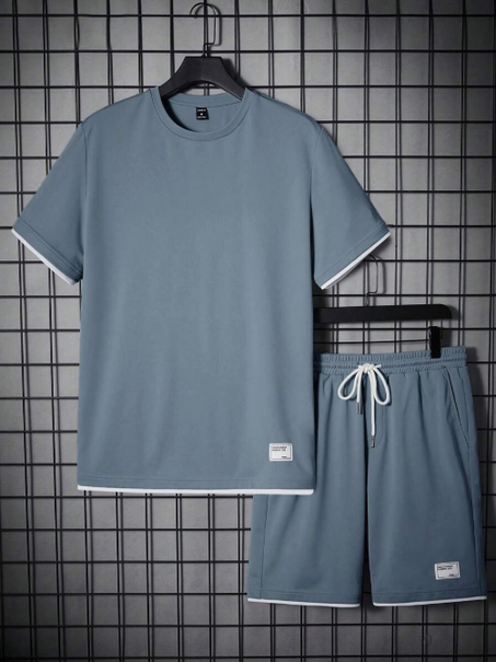 طقم صيفي كاجوال بأكمام قصيرة مع شورت بخصر مطاطي