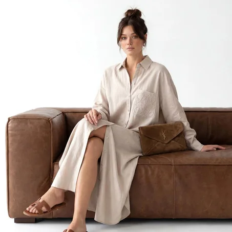 Robe Chemise Maxi en Lin Élégance Naturelle