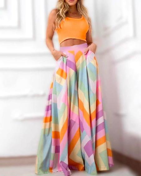 Top et pantalon "wide leg" coloré très doux et confortable