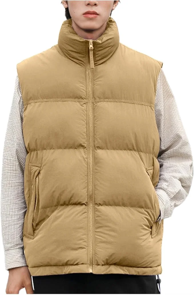 Men's Down Vest, Padded Jacket, Standing Collar