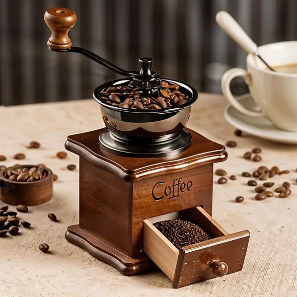 طاحونة القهوة الخشبية