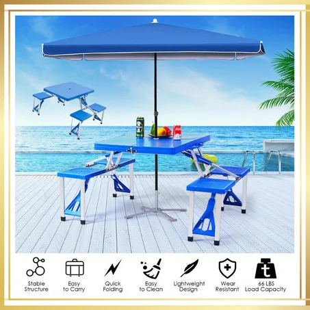 Superbe Table Pique-Nique et Voyage Démontable et Mobile à 4 CHAISES