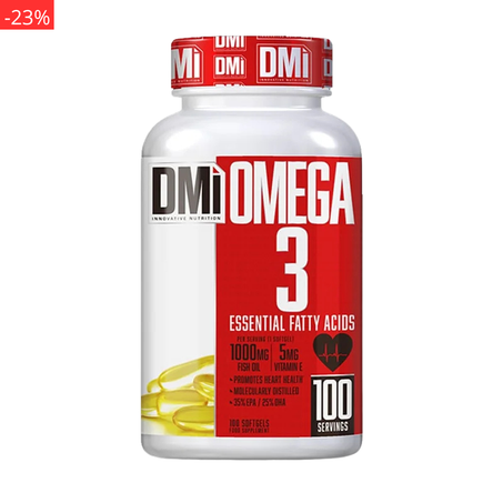 Omega 3 1000mg Huile de Poisson 100 Softgels + 3.35mg Vitamine E