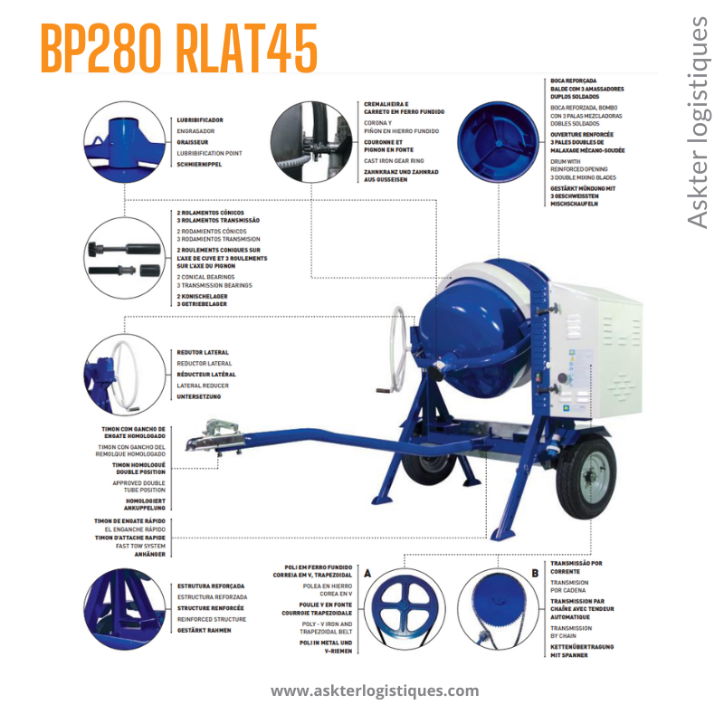 BP500 4R  - BÉTONNIÈRE PROFESSIONNEL TRACTABLE