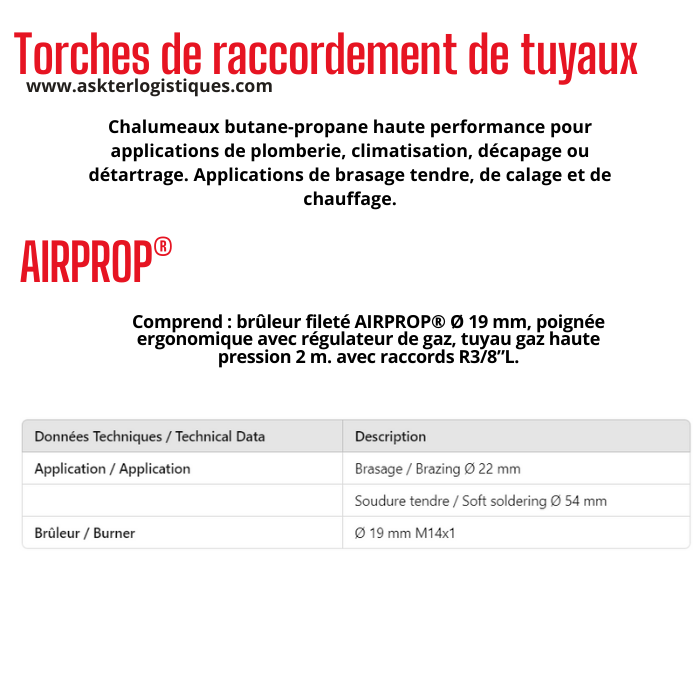 Torches de raccordement de tuyaux - AIRPROP®