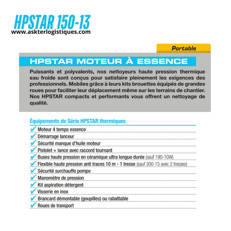 HPSTAR 150-13 - Moteur à essence, eau froide