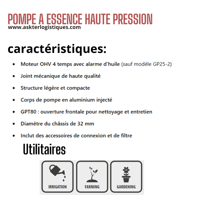 POMPE A ESSENCE HAUTE PRESSION