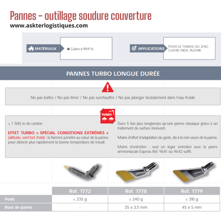 Pannes - outillage soudure couverture