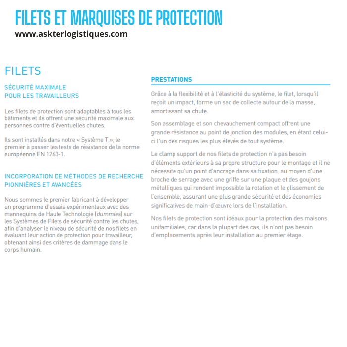 FILETS ET MARQUISES DE PROTECTION