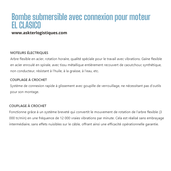 Bombe submersible avec connexion pour moteur EL CLÁSICO