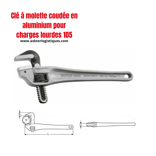 Clé à molette coudée en aluminium pour charges lourdes 105