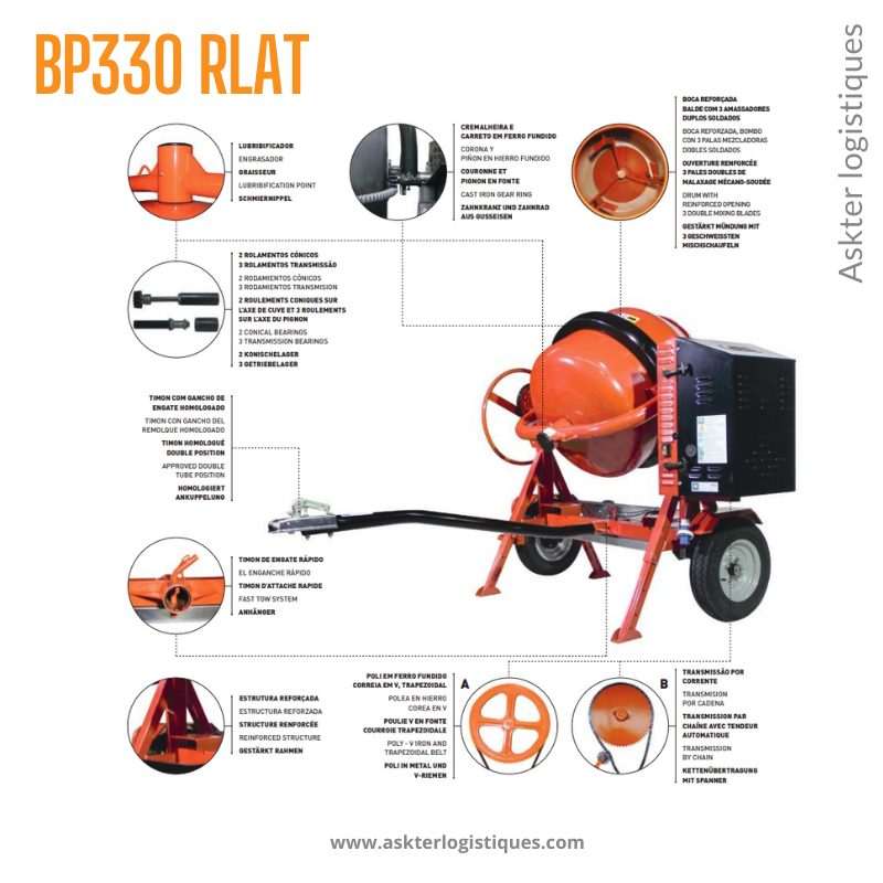 BP 330 RLAT - BÉTONNIÈRE PROFESSIONNEL TRACTABLE