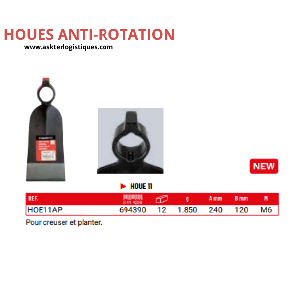 Houes anti-rotation