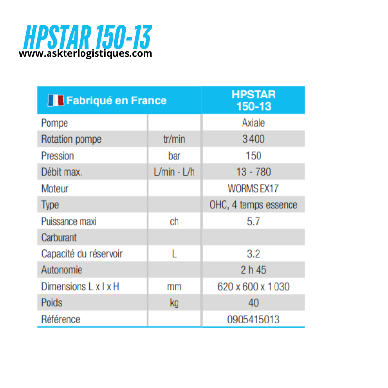 HPSTAR 150-13 - Moteur à essence, eau froide