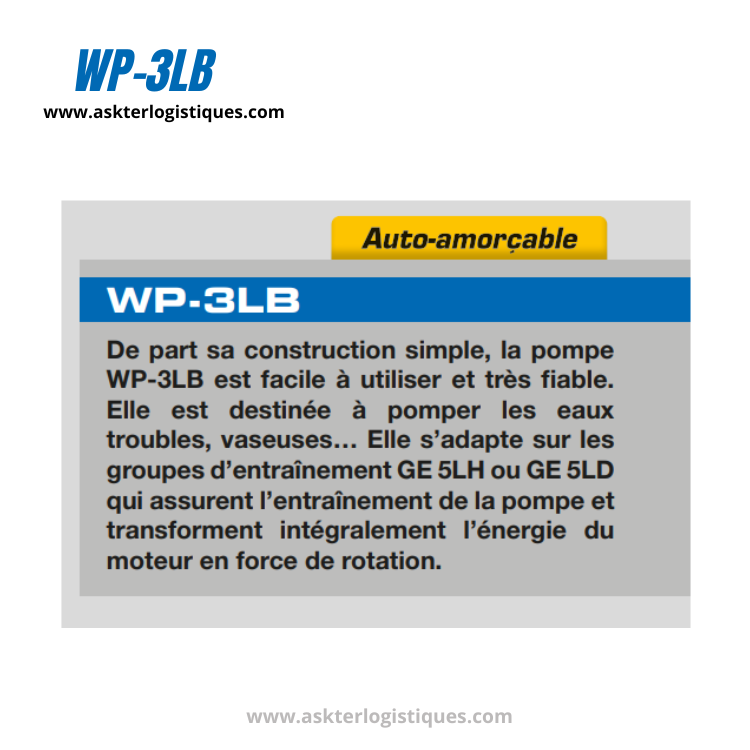 WP-3LB - Pompes ÉLECTRIQUES Submersibles, 230 V / 50 Hz, Monophasé