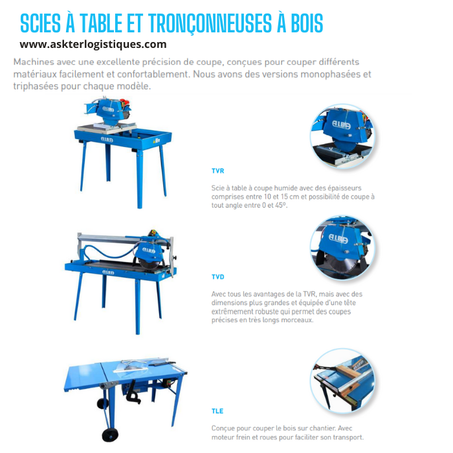 SCIES À TABLE ET TRONÇONNEUSES À BOIS