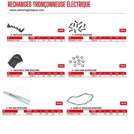 RECHANGES TRONÇONNEUSE ÉLECTRIQUE