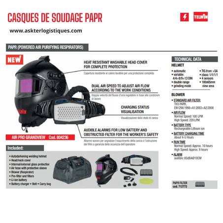 CASQUES DE SOUDAGE PAPR