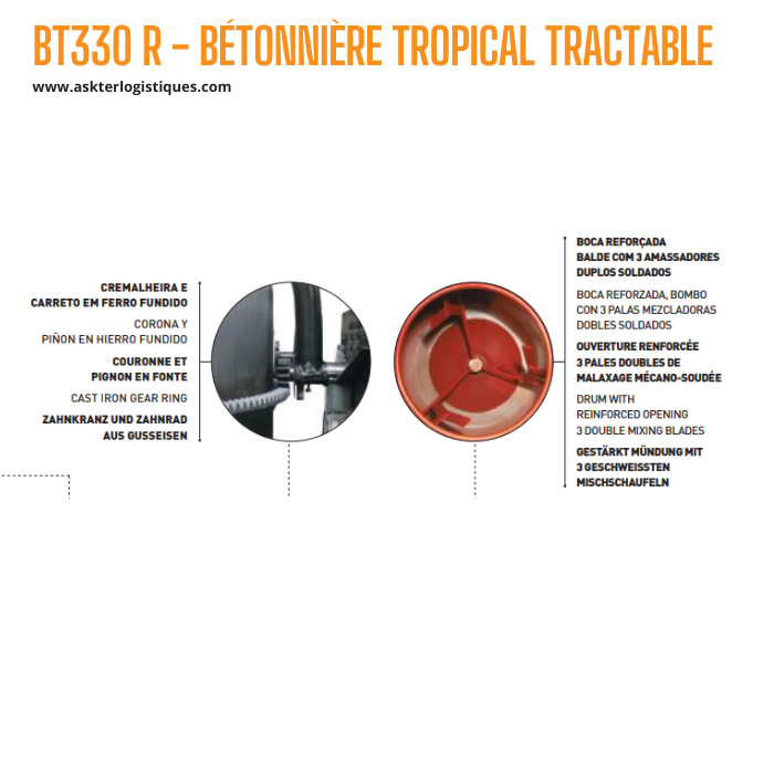 BT330 R - BÉTONNIÈRE TROPICAL TRACTABLE