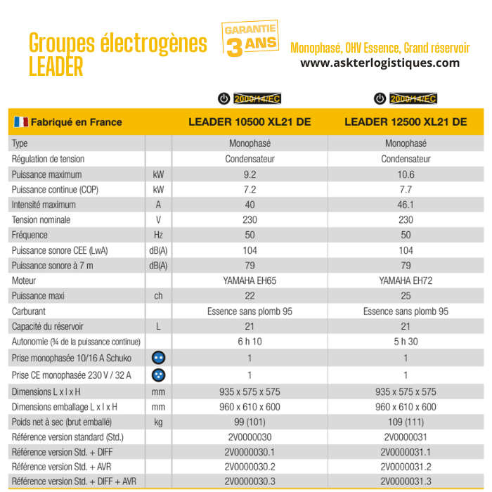 Groupes électrogènes LEADER