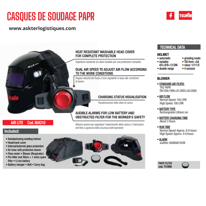 CASQUES DE SOUDAGE PAPR