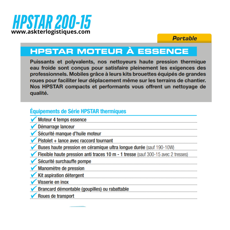 HPSTAR 200 - 15 - Moteur à essence, eau froide