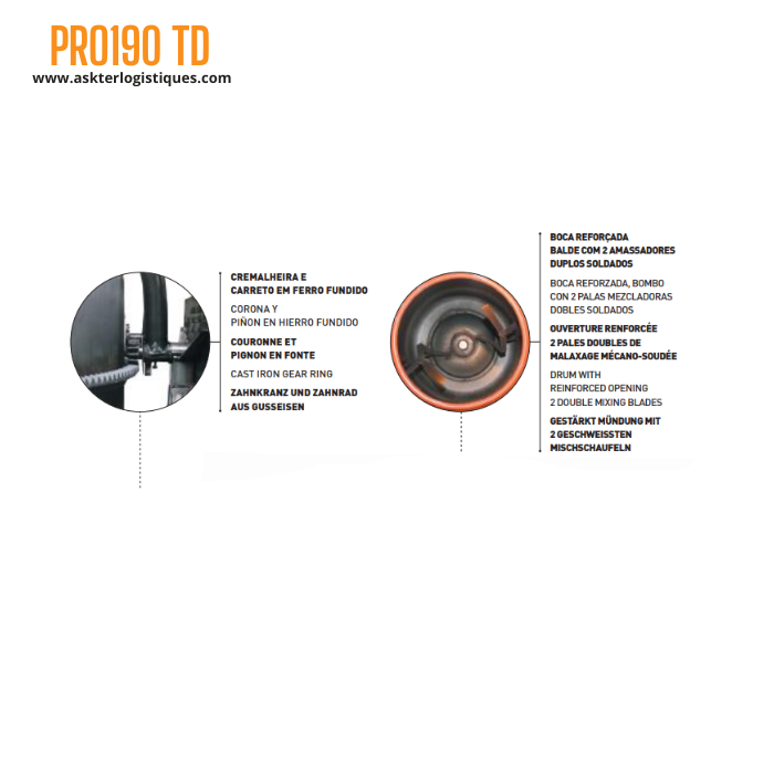 PRO190 TD - BÉTONNIÈRE PROFESSIONNEL FRÉNAGE PAR DISQUE