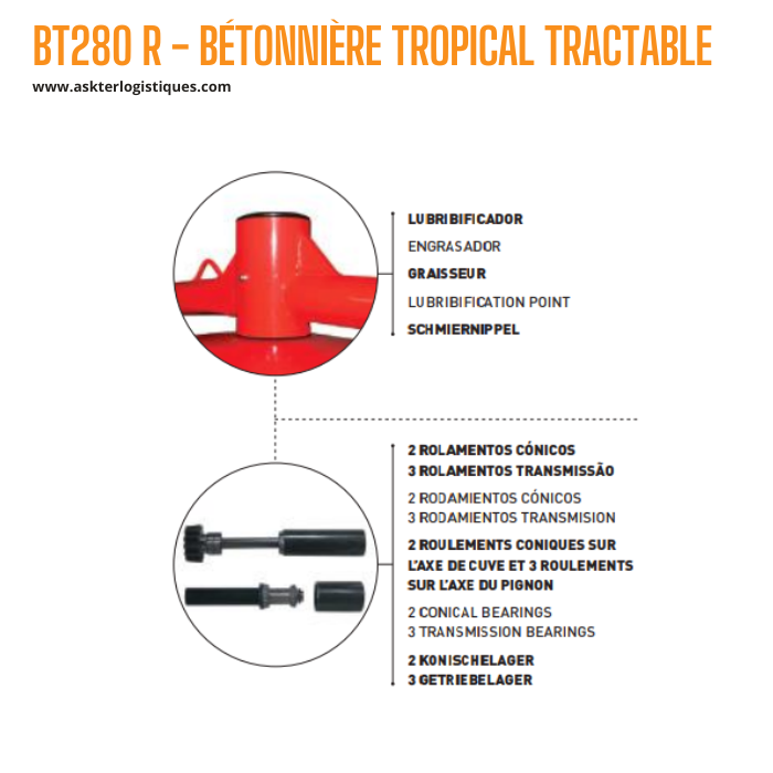 BT280 R - BÉTONNIÈRE TROPICAL TRACTABLE