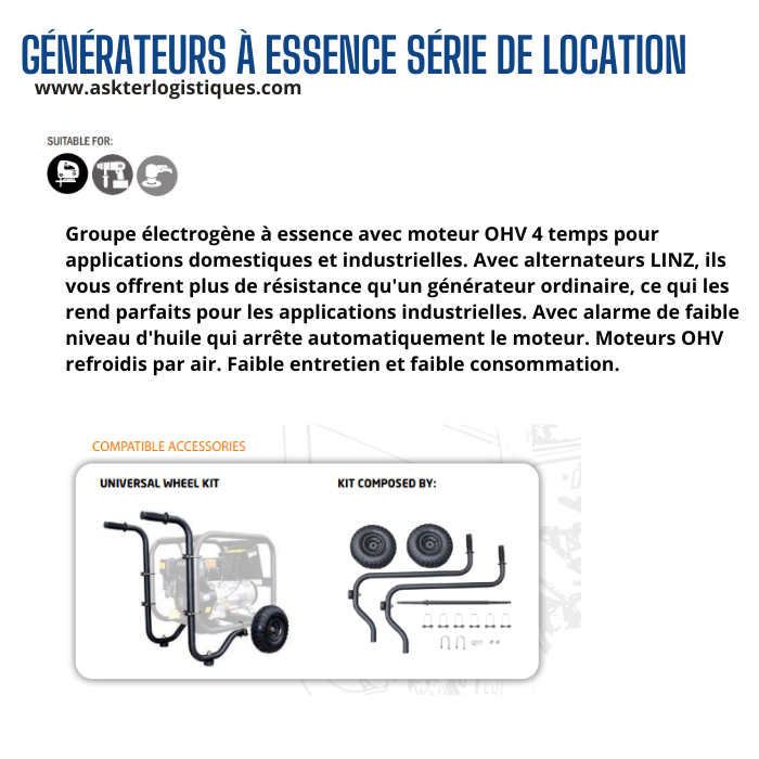 GÉNÉRATEURS À ESSENCE SÉRIE DE LOCATION