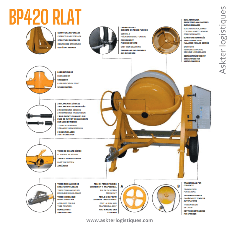 BP 420 RLAT - BÉTONNIÈRE PROFESSIONNEL TRACTABLE