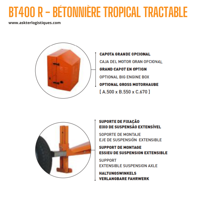 BT400 R - BÉTONNIÈRE TROPICAL TRACTABLE