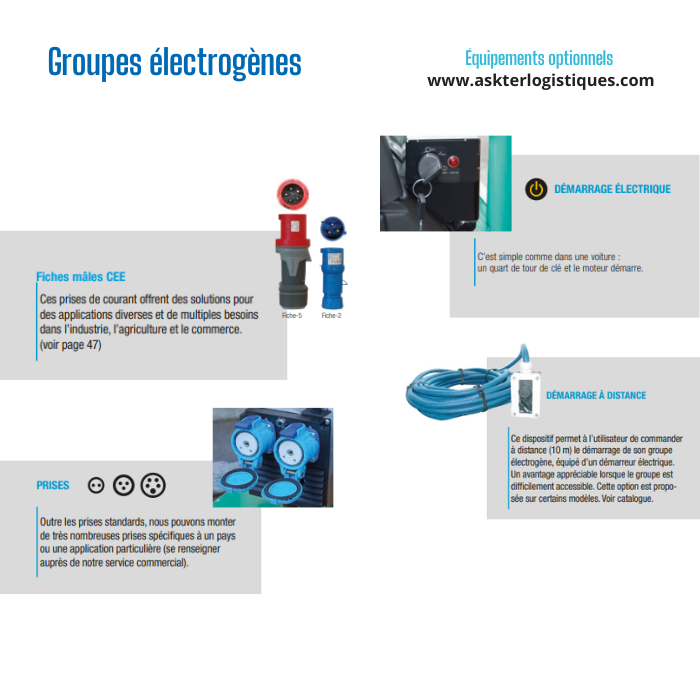 Groupes électrogènes Équipements optionnels