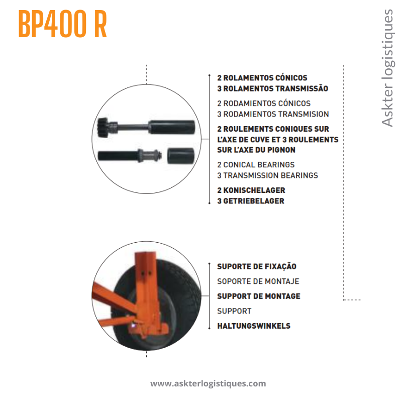 BP400 R - BÉTONNIÈRE PROFESSIONNEL TRACTABLE