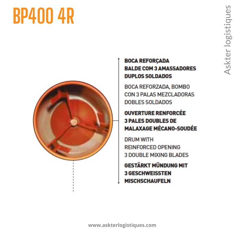 BP400 4R - BÉTONNIÈRE PROFESSIONNEL TRACTABLE