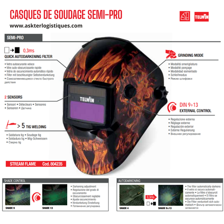 CASQUES DE SOUDAGE SEMI-PRO