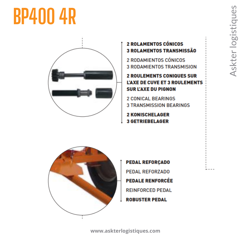 BP400 4R - BÉTONNIÈRE PROFESSIONNEL TRACTABLE