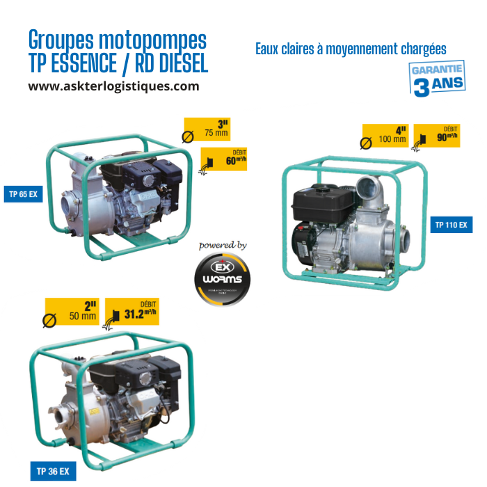 Groupes motopompes TP ESSENCE / RD DIESEL