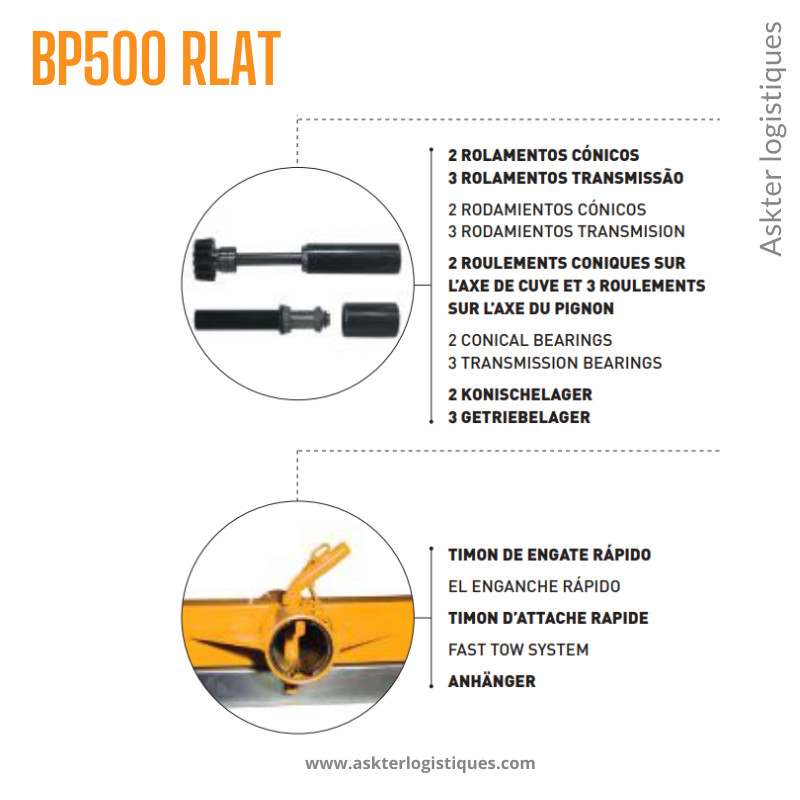 BP 500 RLAT - BÉTONNIÈRE PROFESSIONNEL TRACTABLE