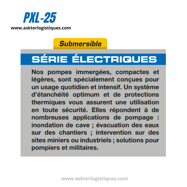 PXL-25 - Submersibles, 230 V / 50 Hz, Monophasé Pompes ÉLECTRIQUES