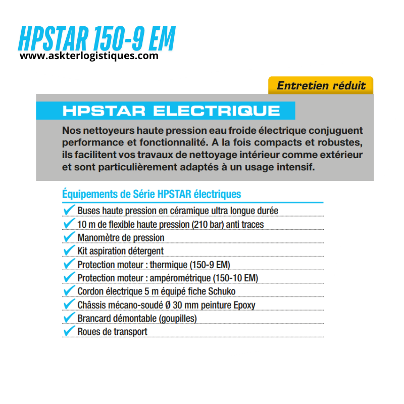 HPSTAR 150-9 EM - Nettoyeurs Haute Pression électriques