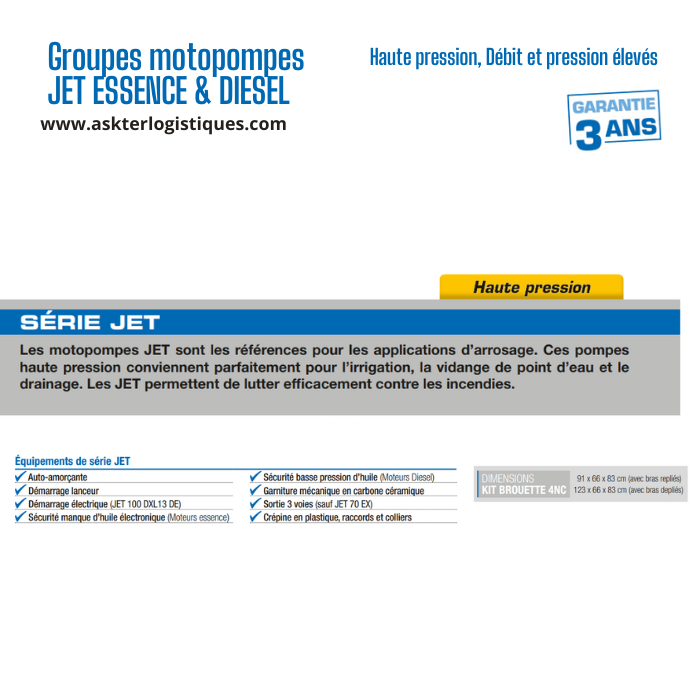 Groupes motopompes JET ESSENCE & DIESEL