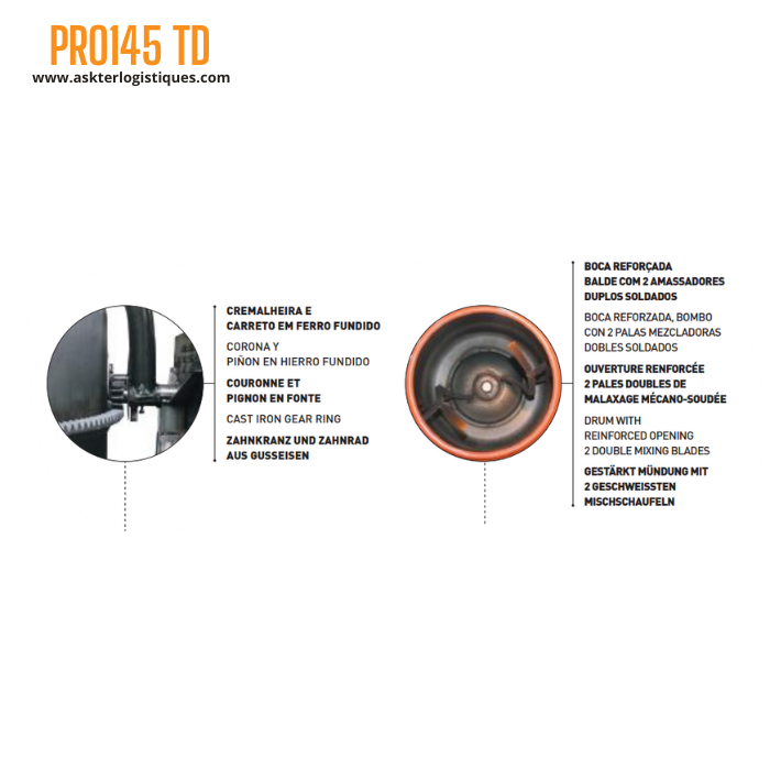 PRO145 TD - BÉTONNIÈRE PROFESSIONNEL FRÉNAGE PAR DISQUE