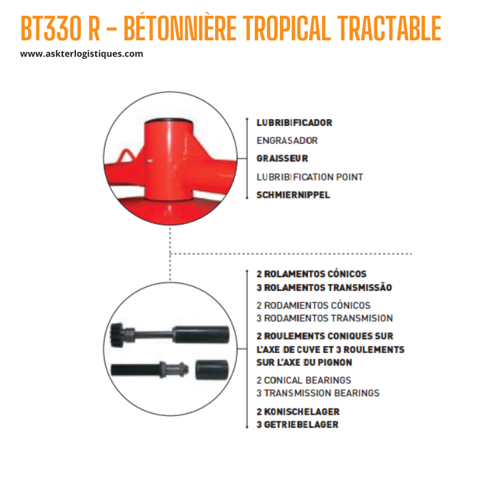 BT330 R - BÉTONNIÈRE TROPICAL TRACTABLE